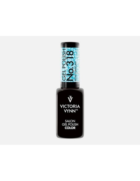 GEL POLISH 318 BLUE CURAÇAO  Esmalte Híbrido Azul con Partículas Blancas de Victoria Vynn