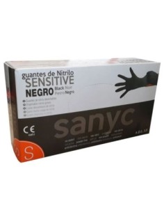 Guantes de nitrilo negro sin polvo talla S | Caja de 100 uds para uso profesional