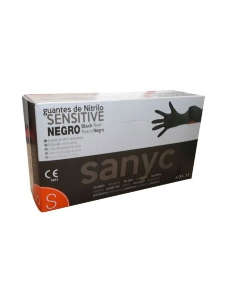 Guantes de nitrilo negro sin polvo talla S | Caja de 100 uds para uso profesional