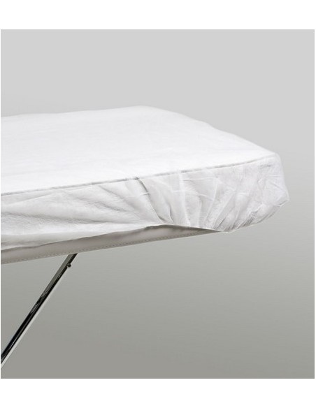 Sábana ajustable blanca 210×80 cm TNT 40 g | Caja de 100 unidades