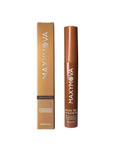 Brow Gel Fix & Go Maxymova Cappuccino | Gel fijador con color para cejas claras