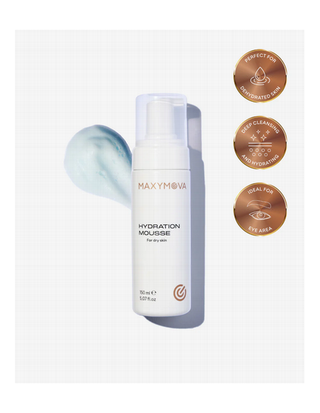 MAXYMOVA Hydrating Cleansing Mousse con Aloe Vera y Rosa de Jericó  Limpieza Hidratante para Rostro, Pestañas y Cejas