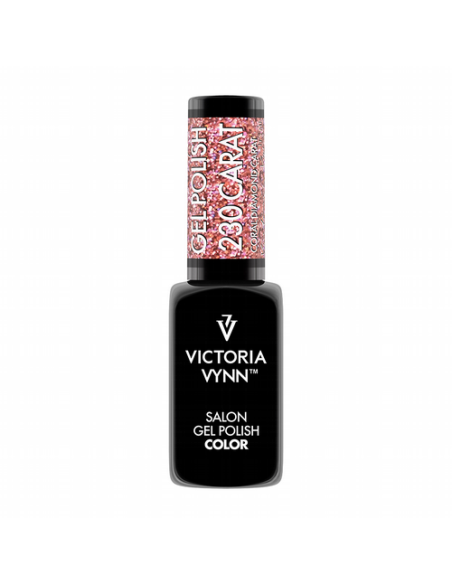 Victoria Vynn Gel Polish 230 Carat Coral Diamond | Esmalte Híbrido Rosa Cálido con Purpurina Multicolor