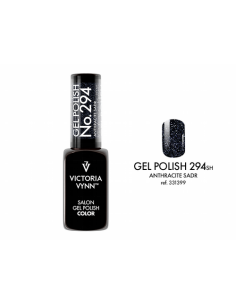 GEL POLISH 294 ANTHRACITE SADR  Esmalte Híbrido Gris Antracita con Destellos de Victoria Vynn