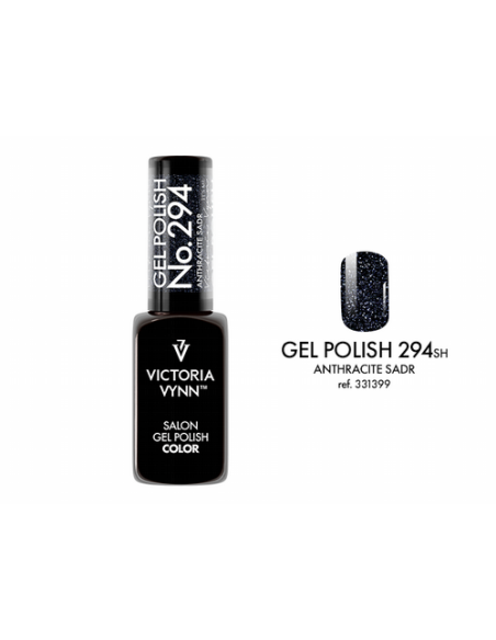 GEL POLISH 294 ANTHRACITE SADR  Esmalte Híbrido Gris Antracita con Destellos de Victoria Vynn