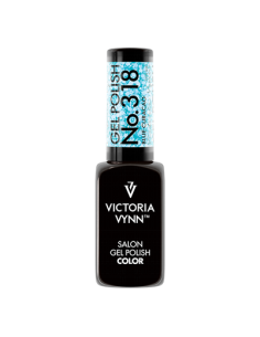 GEL POLISH 318 BLUE CURAÇAO  Esmalte Híbrido Azul con Partículas Blancas de Victoria Vynn