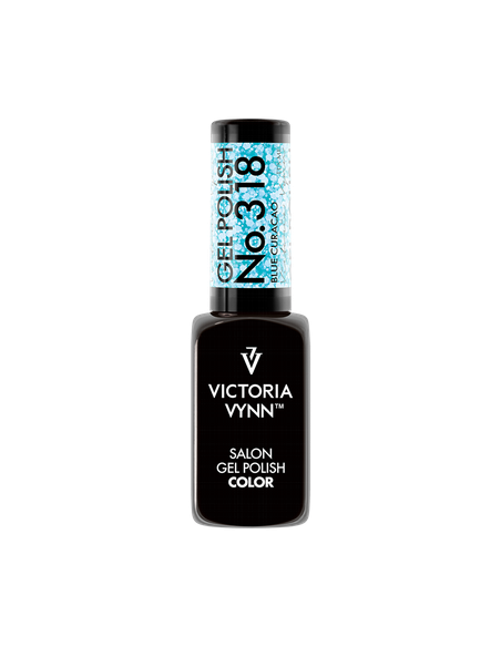 GEL POLISH 318 BLUE CURAÇAO  Esmalte Híbrido Azul con Partículas Blancas de Victoria Vynn