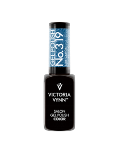 GEL POLISH 319 BLUE CASTOR  Esmalte Híbrido Azul con Partículas Plateadas de Victoria Vynn