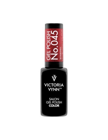 Victoria Vynn Gel Polish 045 Bombshell | Esmalte Híbrido Rojo con Destellos Dorados